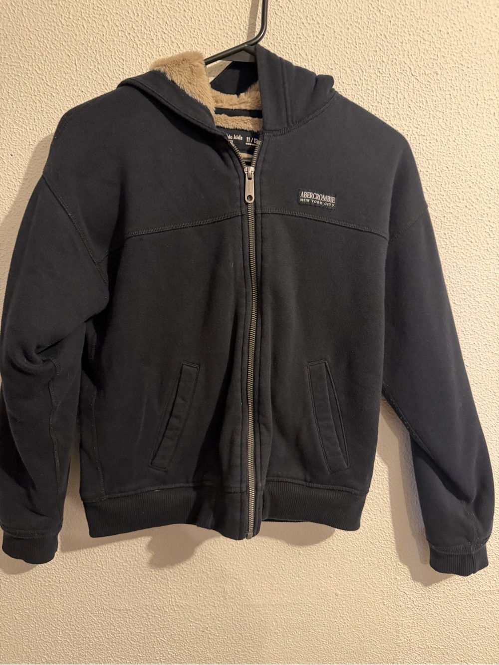 Abercrombie kids black Zip-Up Hooded Sweatshirt
